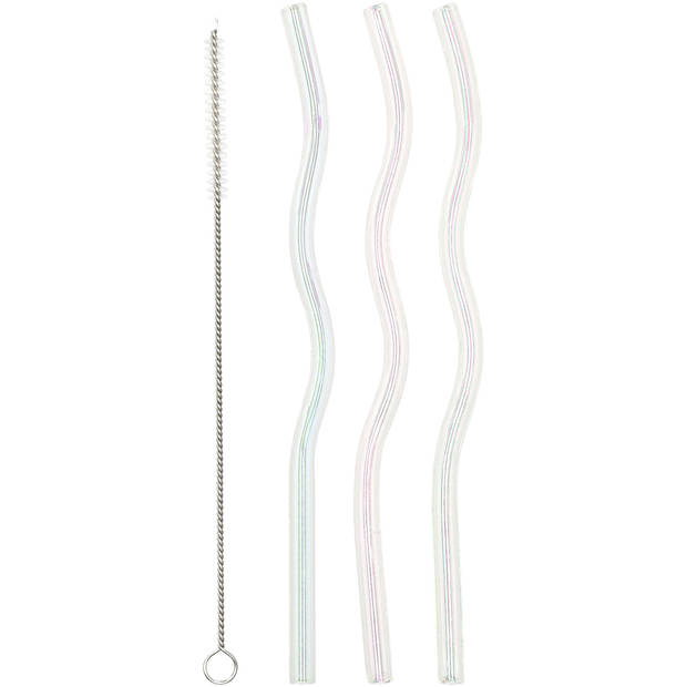 Blokker SO rietjes glas iriserend - 3 stuks