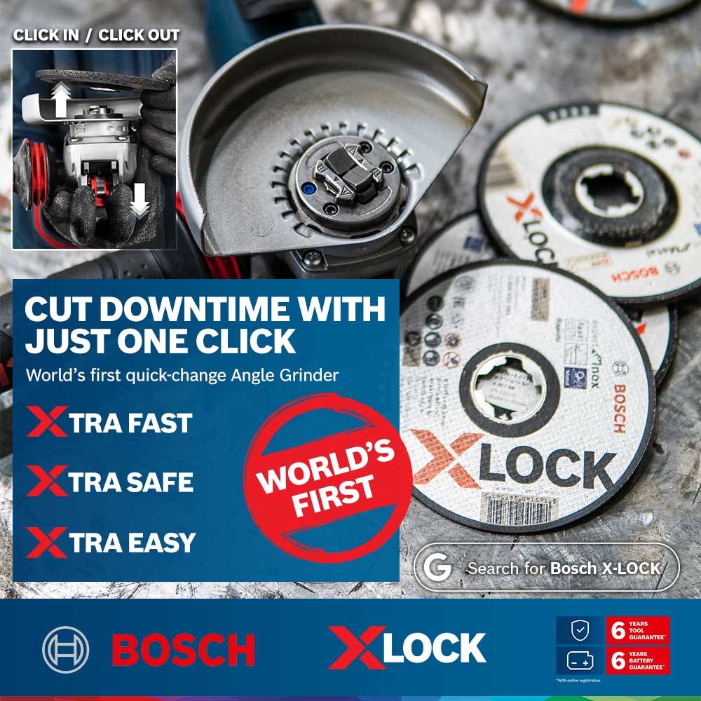 Esmerilhadeira angular sem escova BOSCH X-LOCK 18V 125mm Skin GWX 18V-10 PSC 06017B0800