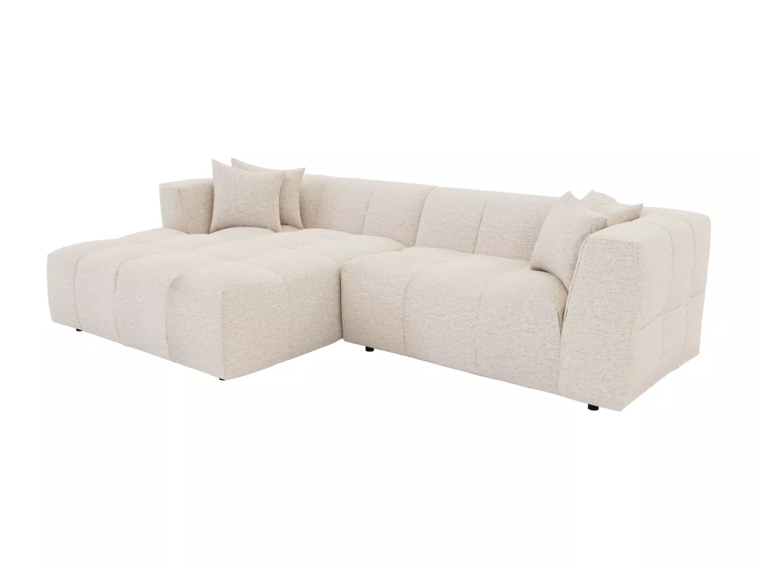 Canapé d'angle gauche en tissu beige NAEMIA de Maison Céphy