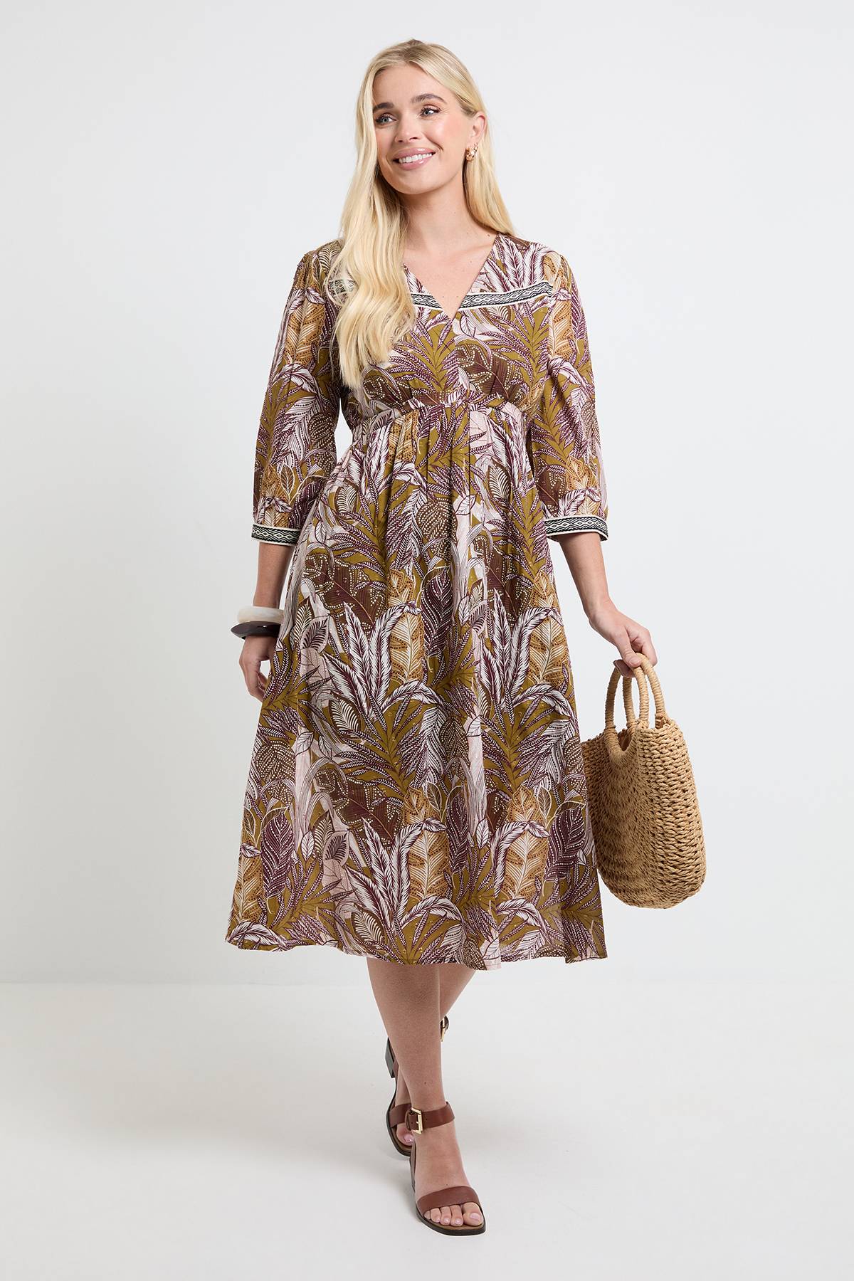 Wallis Robe Midi Tropicale En Coton D'été Petite