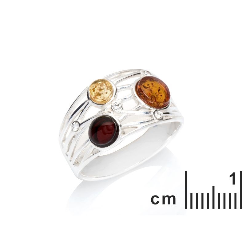 Bague argent 925 Ambre veritable de la mer Baltique