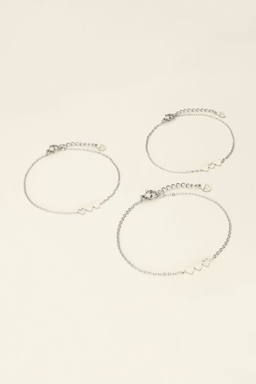 Moeder & mini armband met drie hartjes