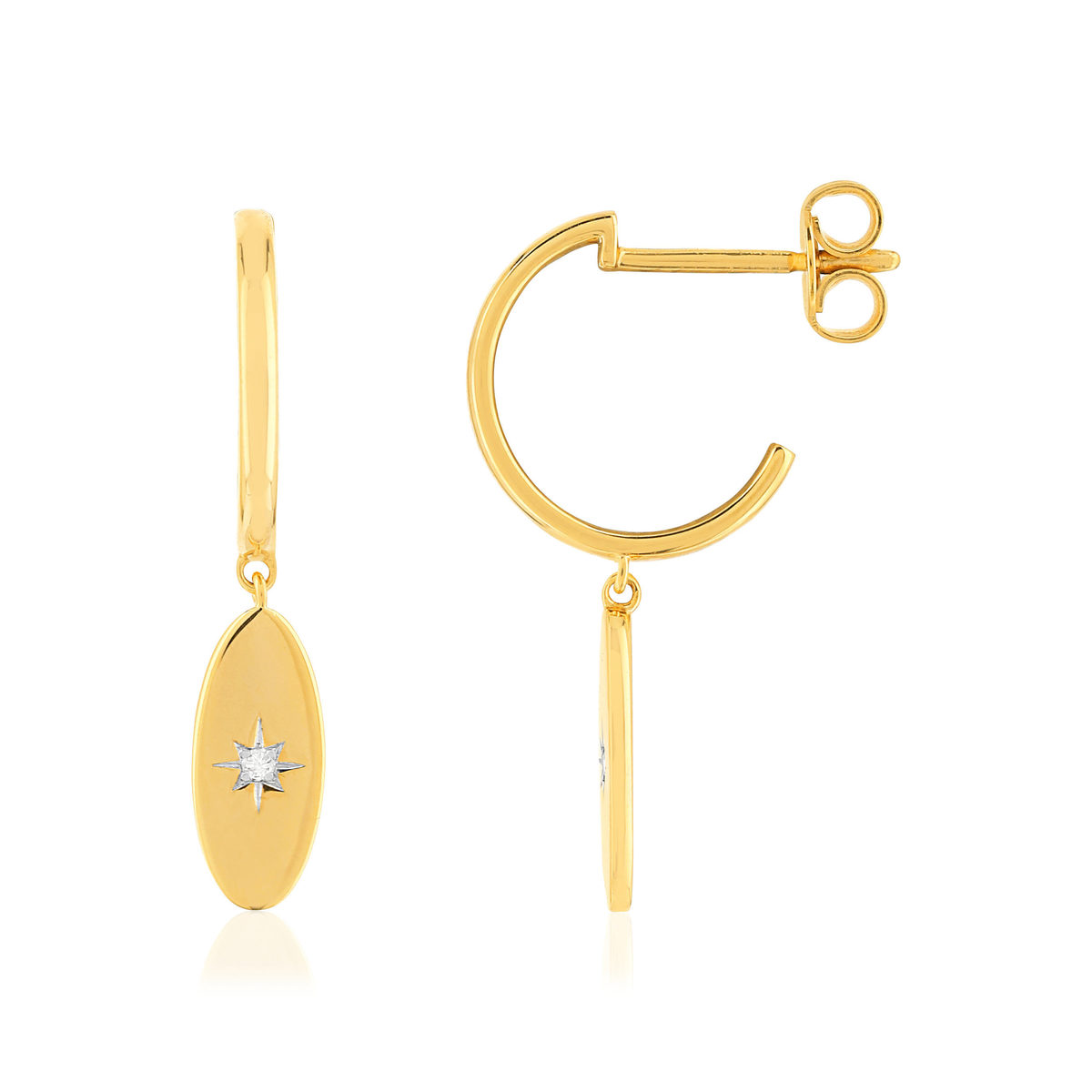 Boucles d'oreilles or jaune 375 diamants
