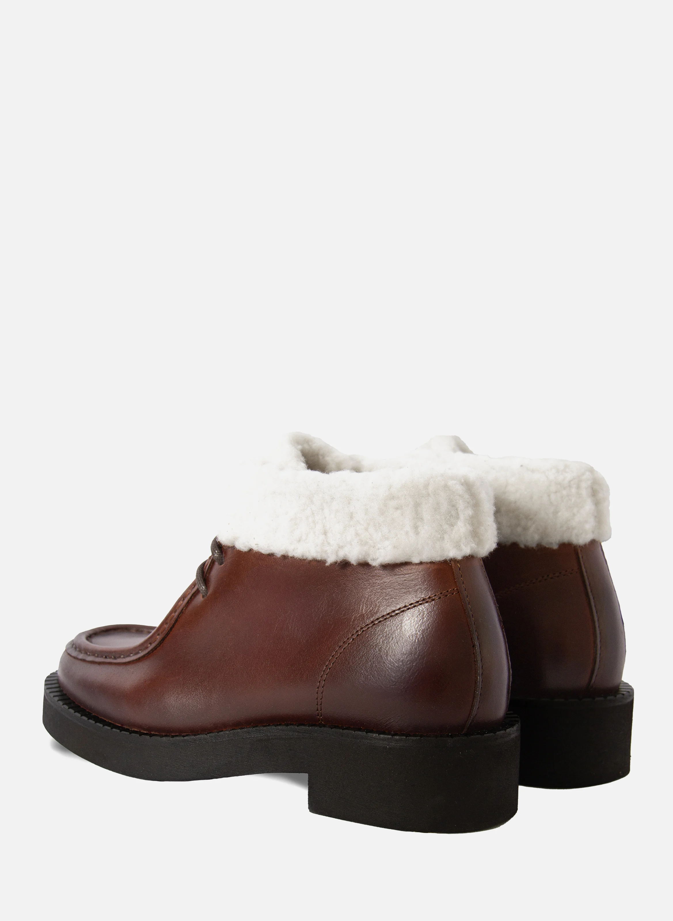 Bottines fourrées basses cuir | Marron