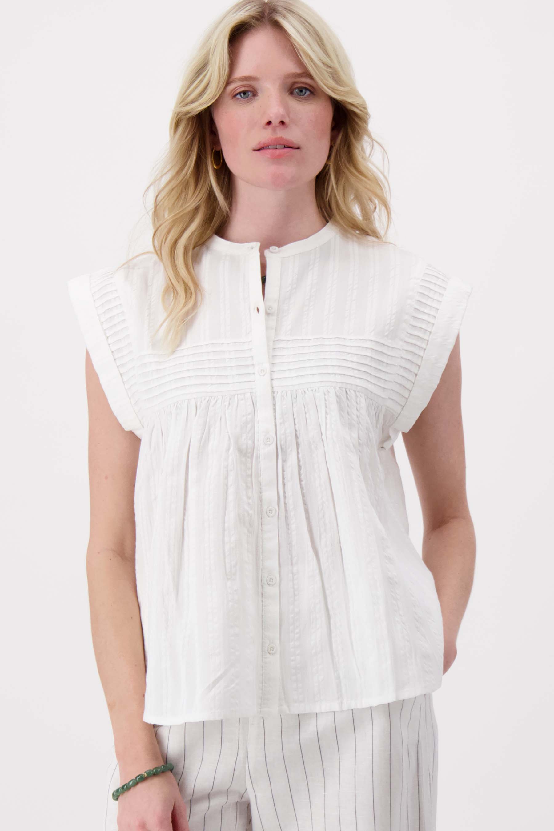 voile blouse met structuur streep