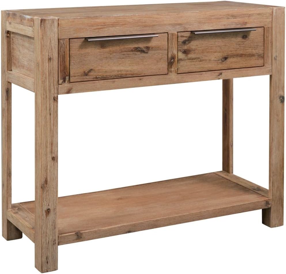 vidaXL Akazienholz Massiv Konsolentisch mit 2 Schubladen Konsole Beistelltisch Sideboard Flurtisch Ablagetisch Holztisch Wandtisch 82x33x73cm