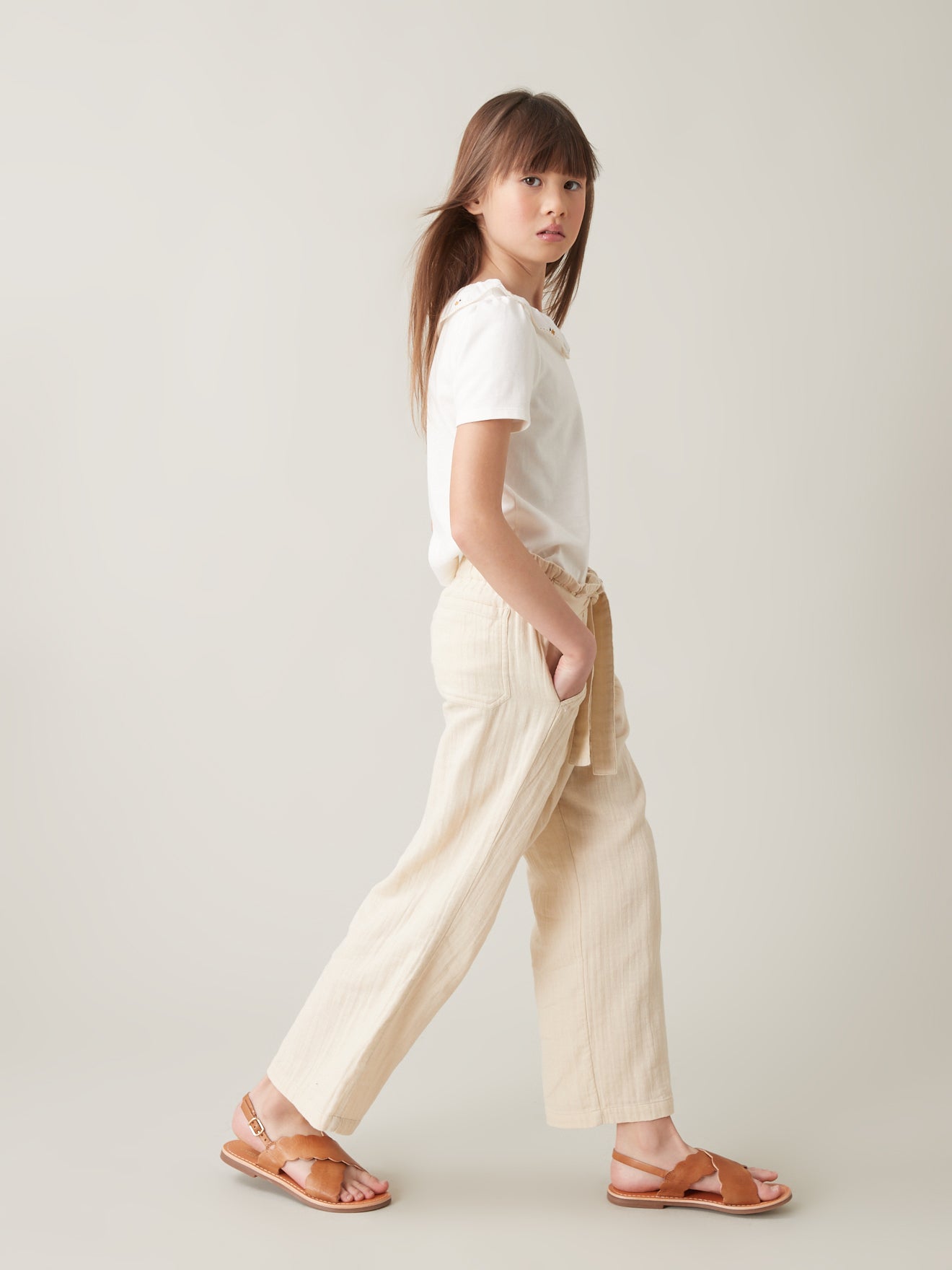 Pantalon en gaze de coton Fille