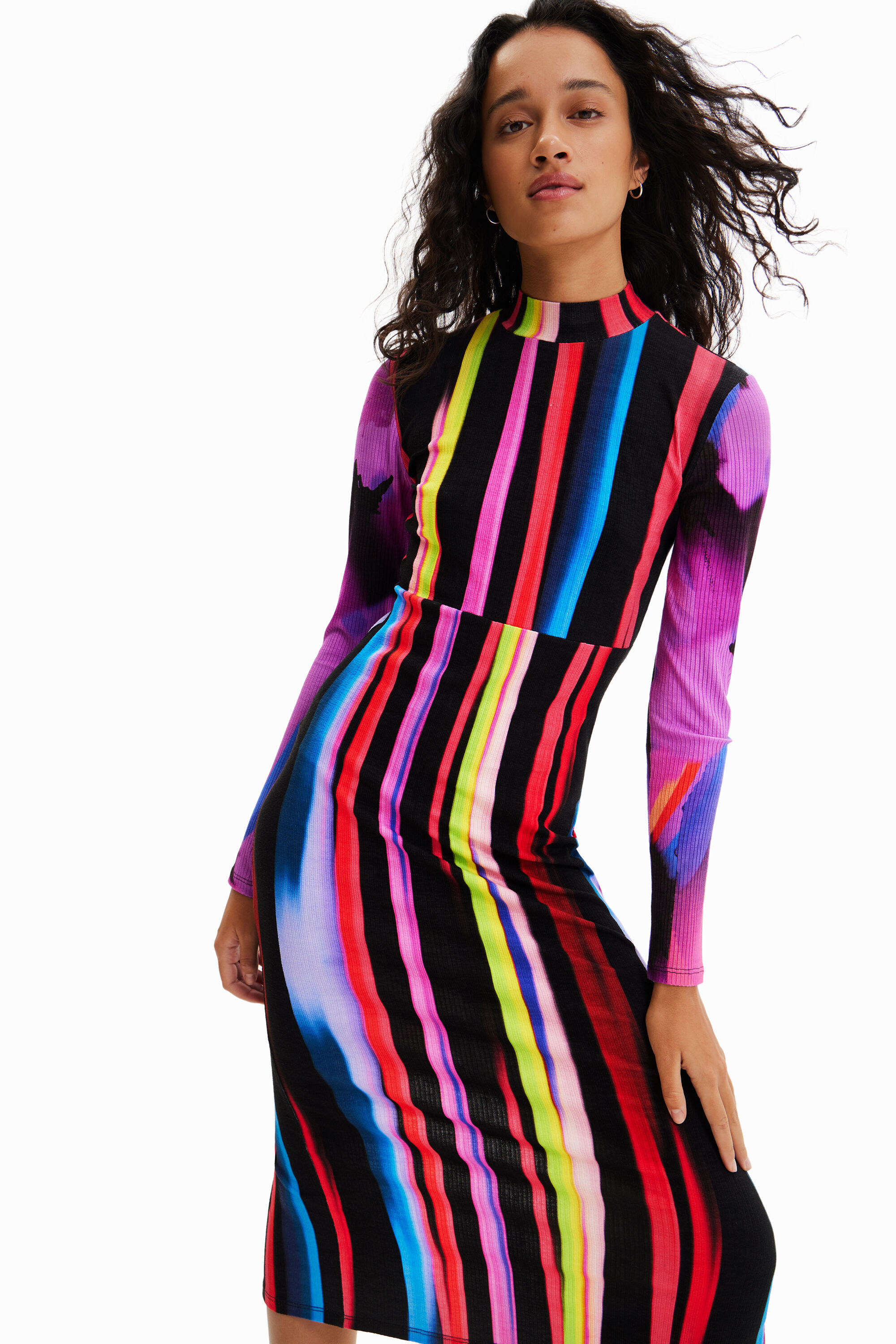 Robe midi ajustée rayures M. Christian Lacroix