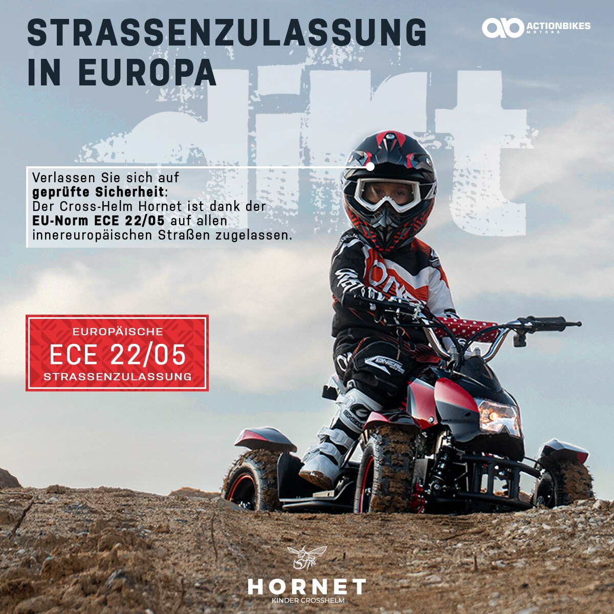 Crosshelm für Kinder, Hornet, Kinderhelm, 6 Farben, Straßenzulassung ECE 22/05 Norm, Kinnverschluss(Grün, Kids S (47-48cm))