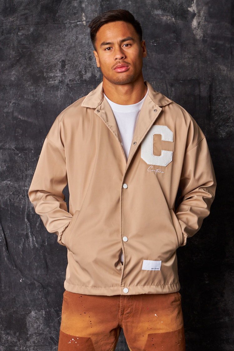 Veste beige foncé brodée 