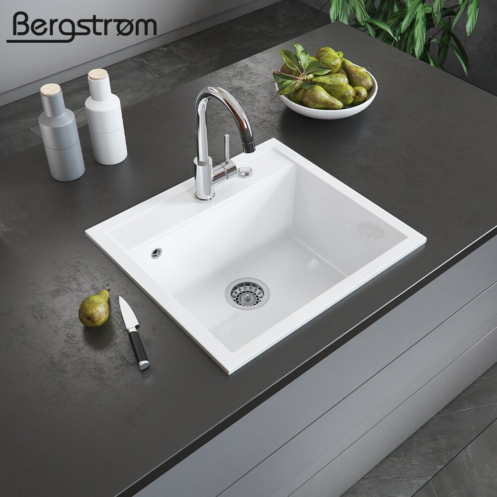 BERGSTRÖM Keramik Spüle VALENCIA Beschichtet Küche Einbauspüle Spülbecken Weiß