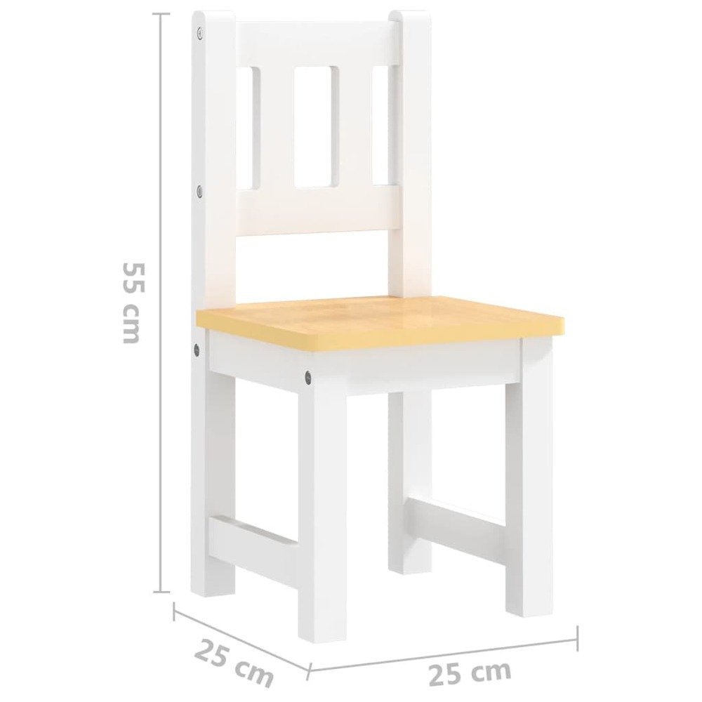 Ensemble de table et chaises pour enfants 3 pcs blanc et beige