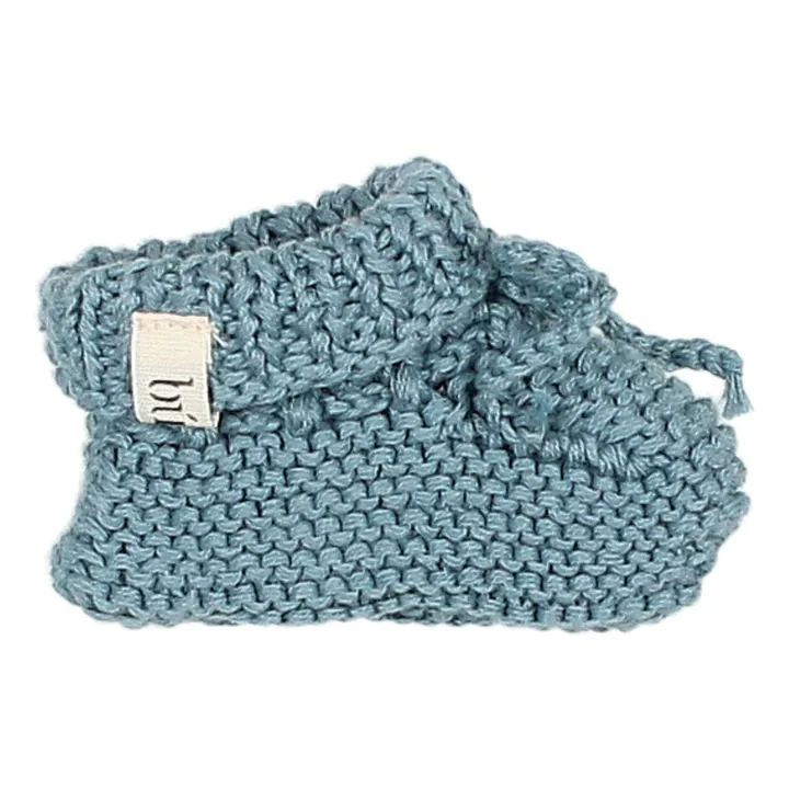Búho Chaussons Maille Coton Bio | Bleu