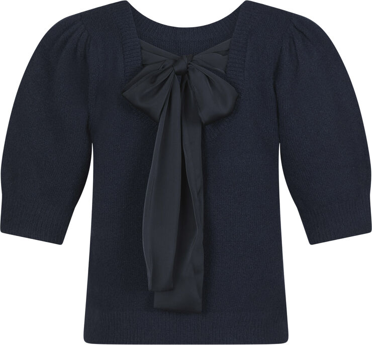 Neo Noir Martha Bow Knit Tee Navy