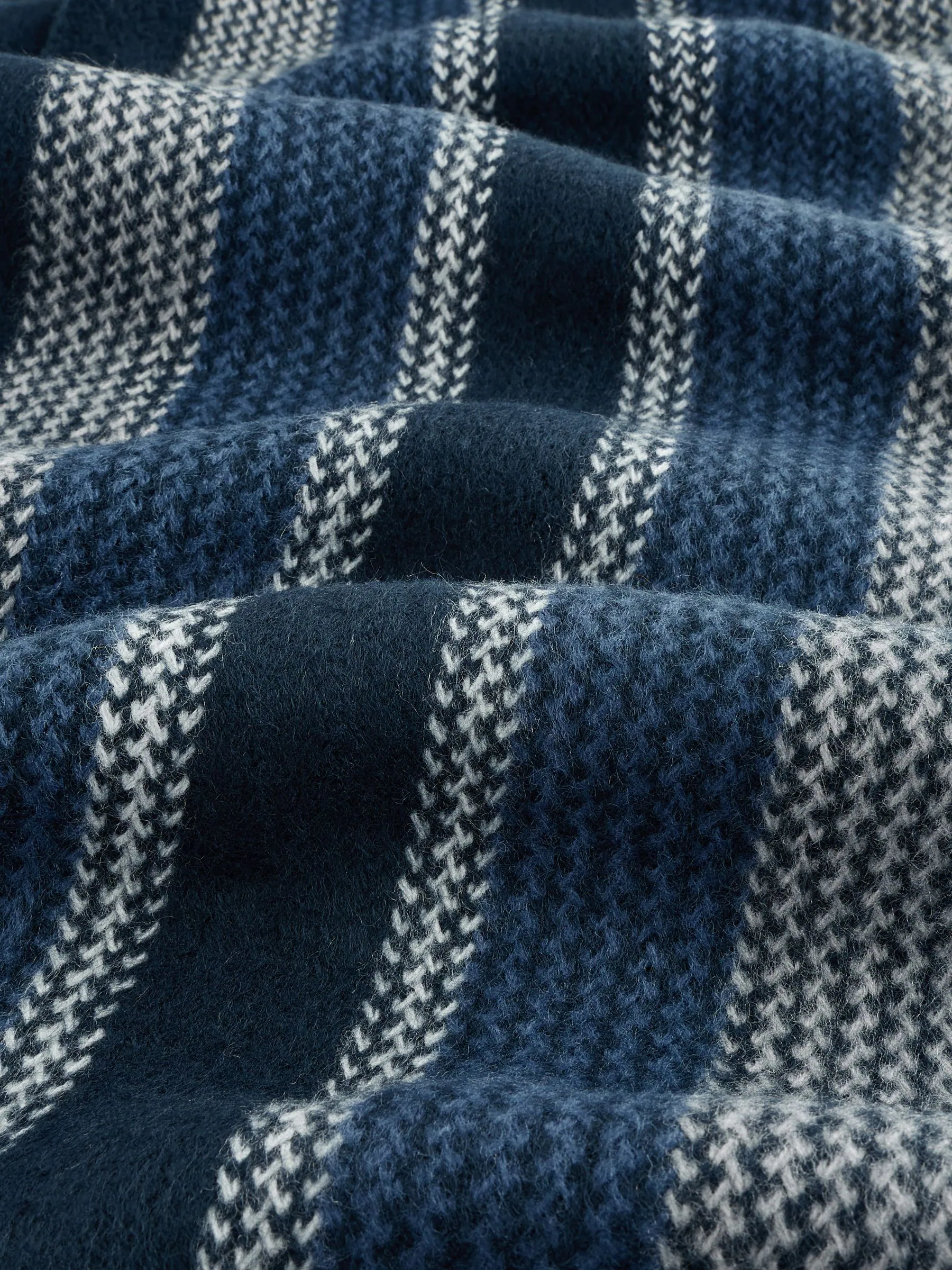 Blauw - Gestreepte gebreide sjaal