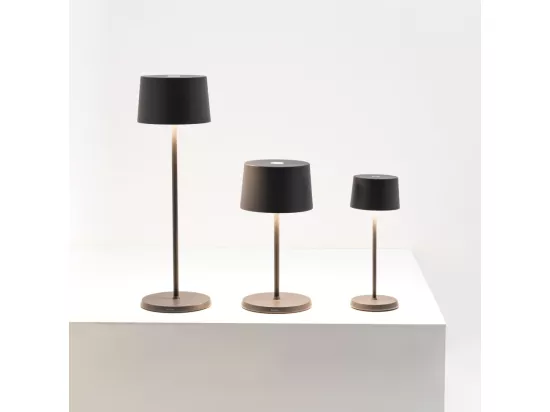 Zafferano OLIVIA PRO MICRO LED lampe de table Gris foncé rechargeable et dimmable