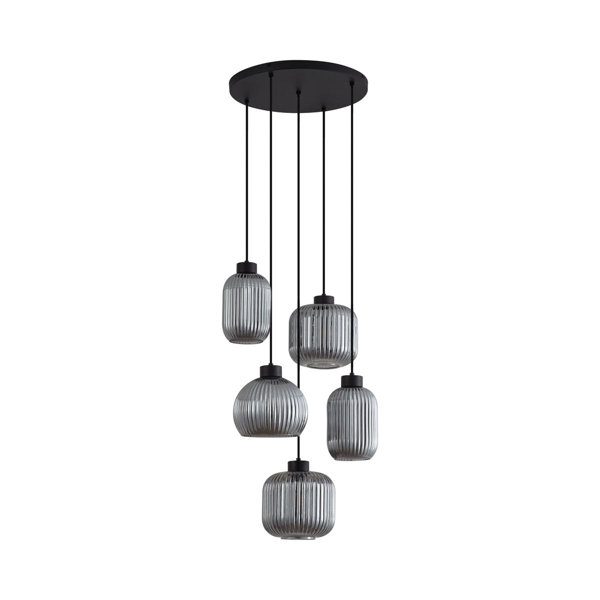 Design hanglamp zwart met smoke glas 5-lichts - Ana