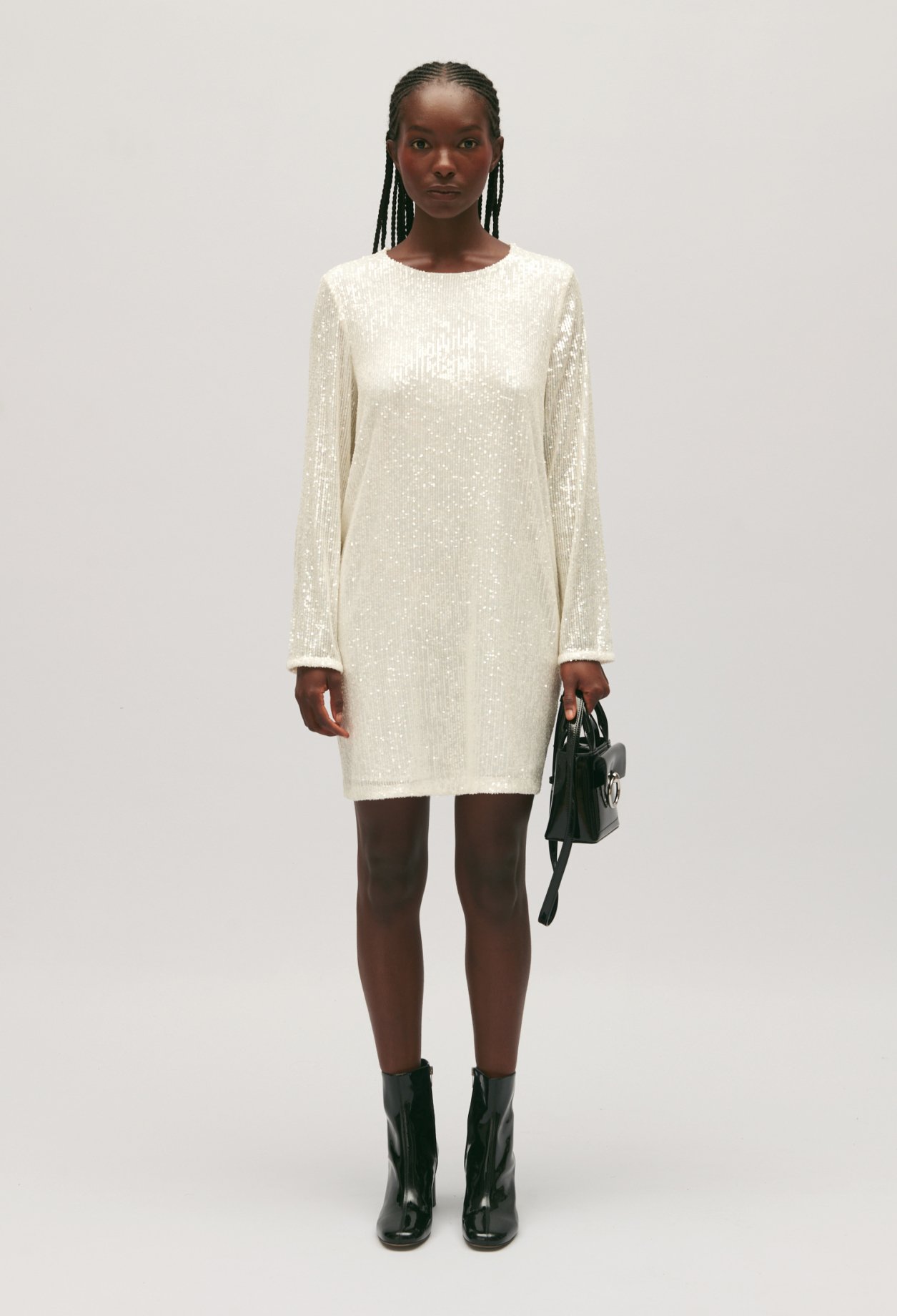 Robe courte Rififi sequins ecrue