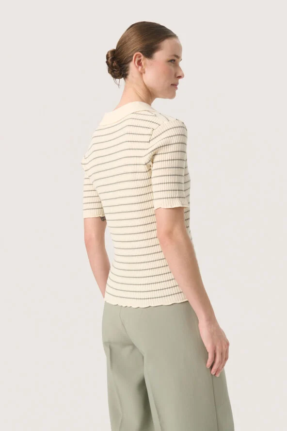 Soaked in Luxury SLLidya Tee White w shadow stripe