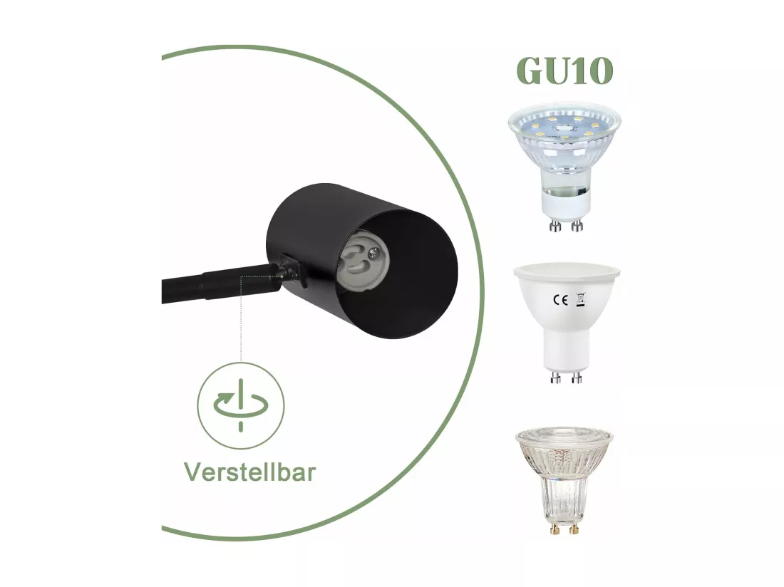 NETTLIFE Applique Murale Intérieur Noir Pack de 2 Vintage Pivotant Métal Rétro GU10