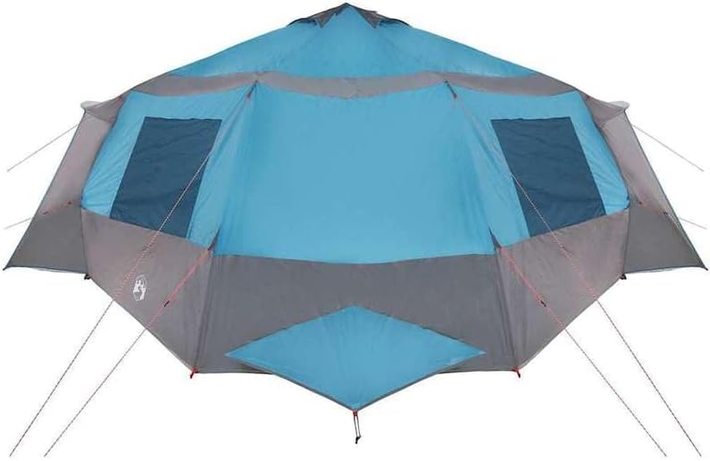 Pavillon-Rahmen Hütten-Zelt 405 x 405 cm mit Dach - Blau/Grau - 185T Polyester mit PU-Beschichtung - Wetterfest & Langlebig für Garten, Camping & Outdoor
