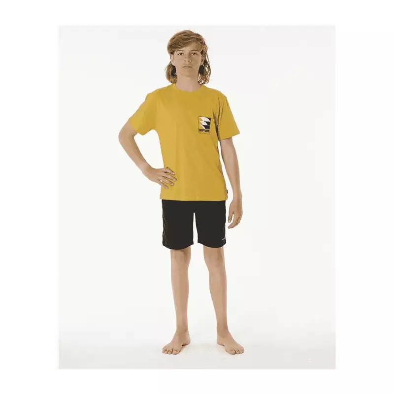 Teeshirt junior RIPCURL Surf Revival Line Up Tee -Boy Mustard Gold