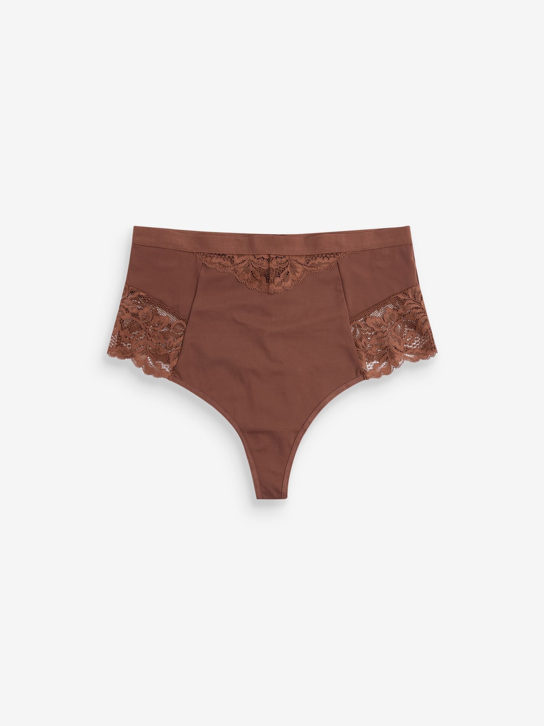 Chocolade nude - 2 Strings met licht buikcorrigerende hoge taille