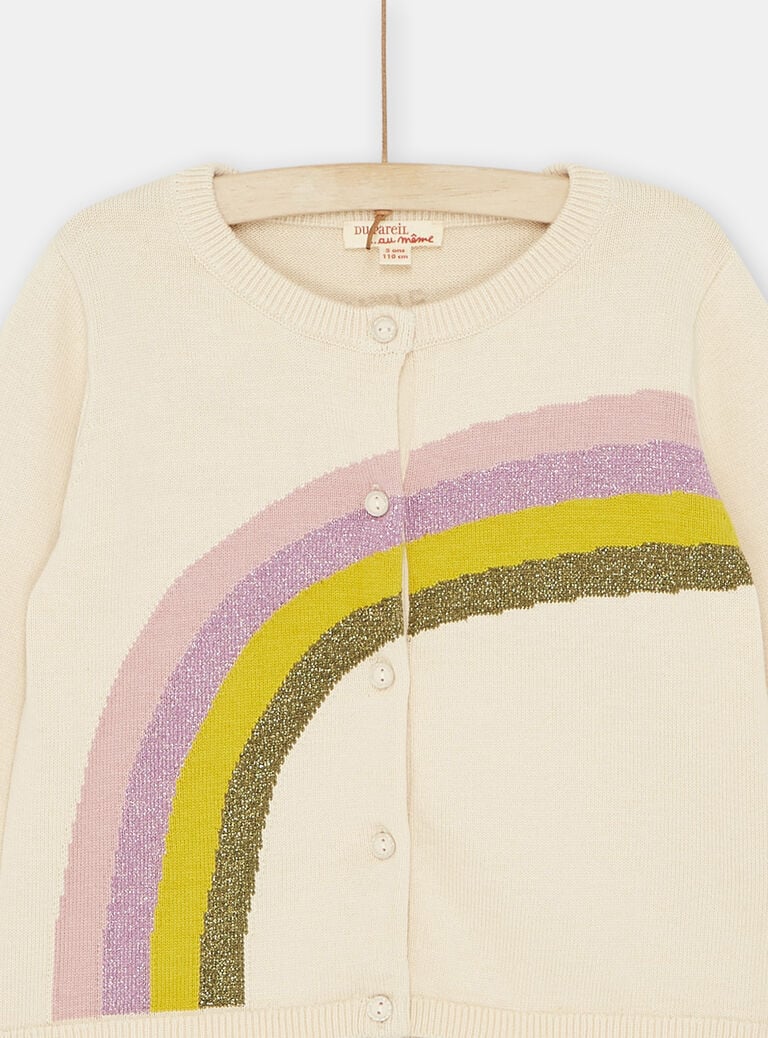 Cardigan écru à motif arc-en-ciel fille