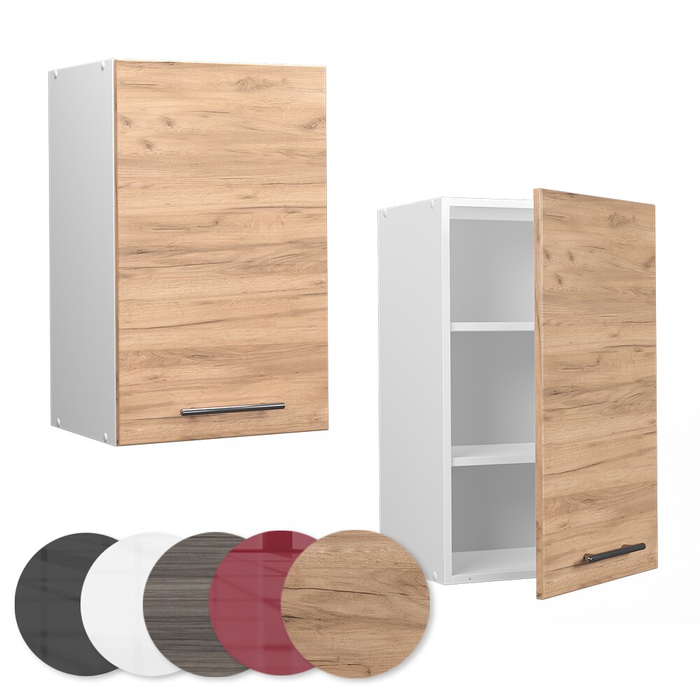 Vicco Hängeschrank Küchenschrank Küchenmöbel Fame-Line Weiß Eiche modern 45 cm Küche Einbauküche Hängeschrank Drehtür Einlegeboden Küchenzeile