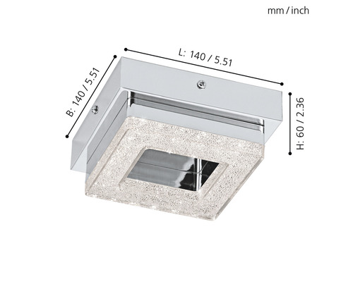 LED plafondlamp 4W 400 lm 3000K 14x14 cm Fradelo chroom/helder/kristal