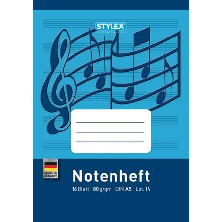 Stylex Notenhefte mit jeweils 16 Blatt, DIN A5, Lineatur 14, 10 Stück