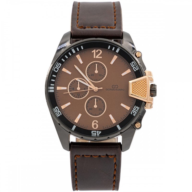 Coffret montre Homme GIORGIO bracelet Cuir Marron