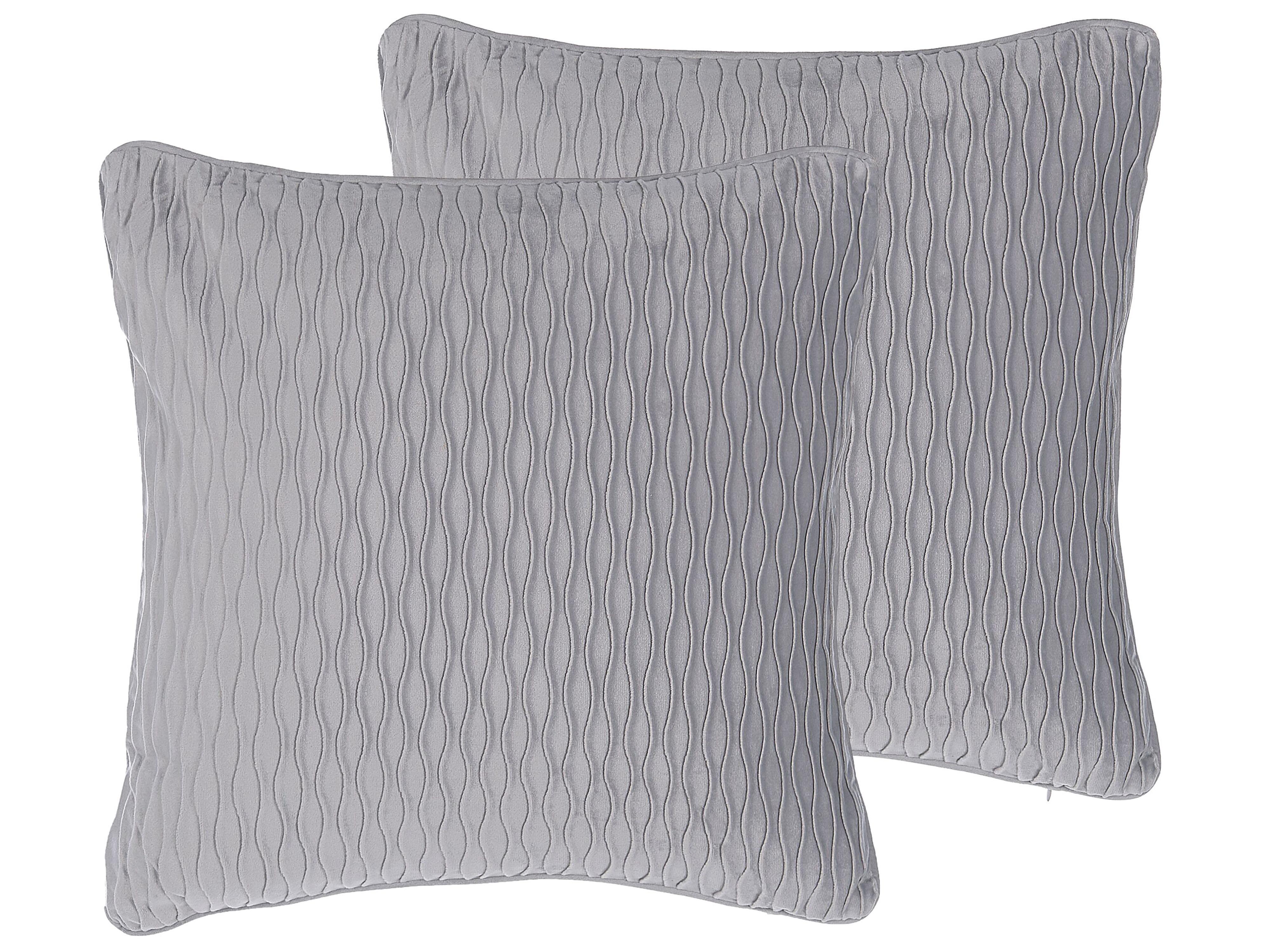 Set van 2 sierkussens MOTARI Fluweel 45 x 45 cm Grijs geometrisch patroon