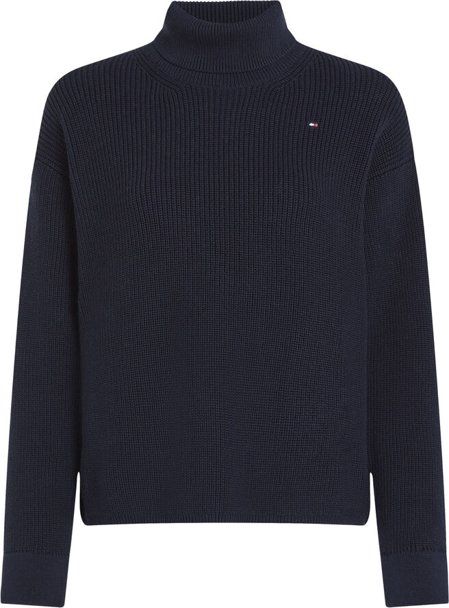 Tommy Hilfiger CO CARDI STITCH ROLL-NK LS SWT Desert sky