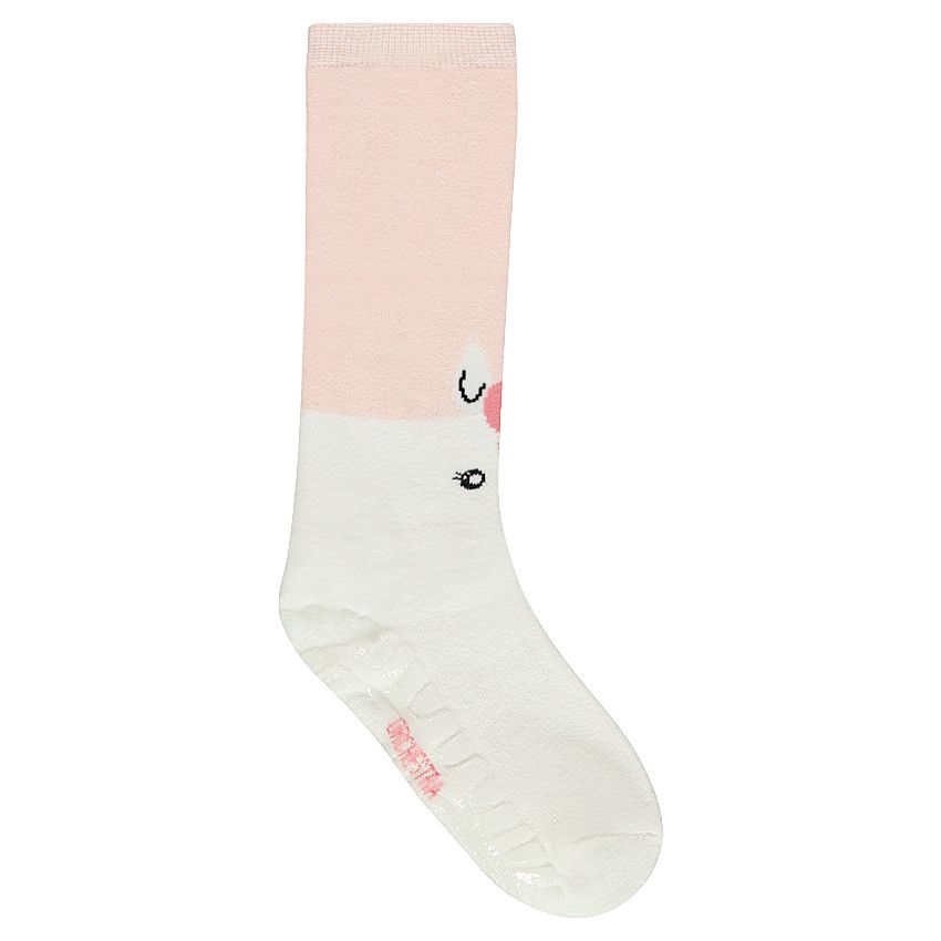 Chaussettes hautes antidérapantes avec licorne en jacquard - Rose
