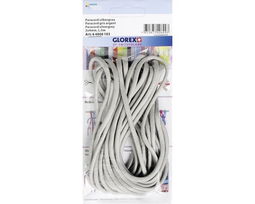 Paracord zilvergrijs 2x4 mm 5 m