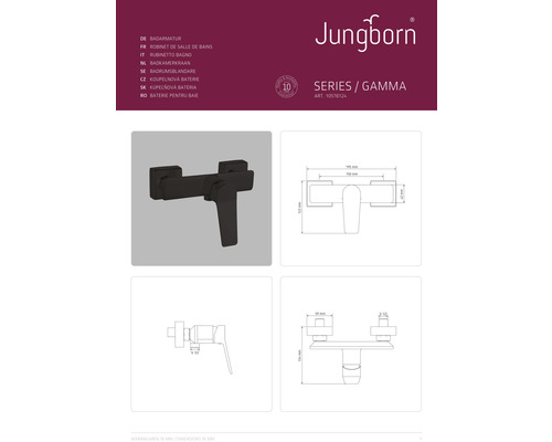 Jungborn douchekraan GAMMA zwart mat