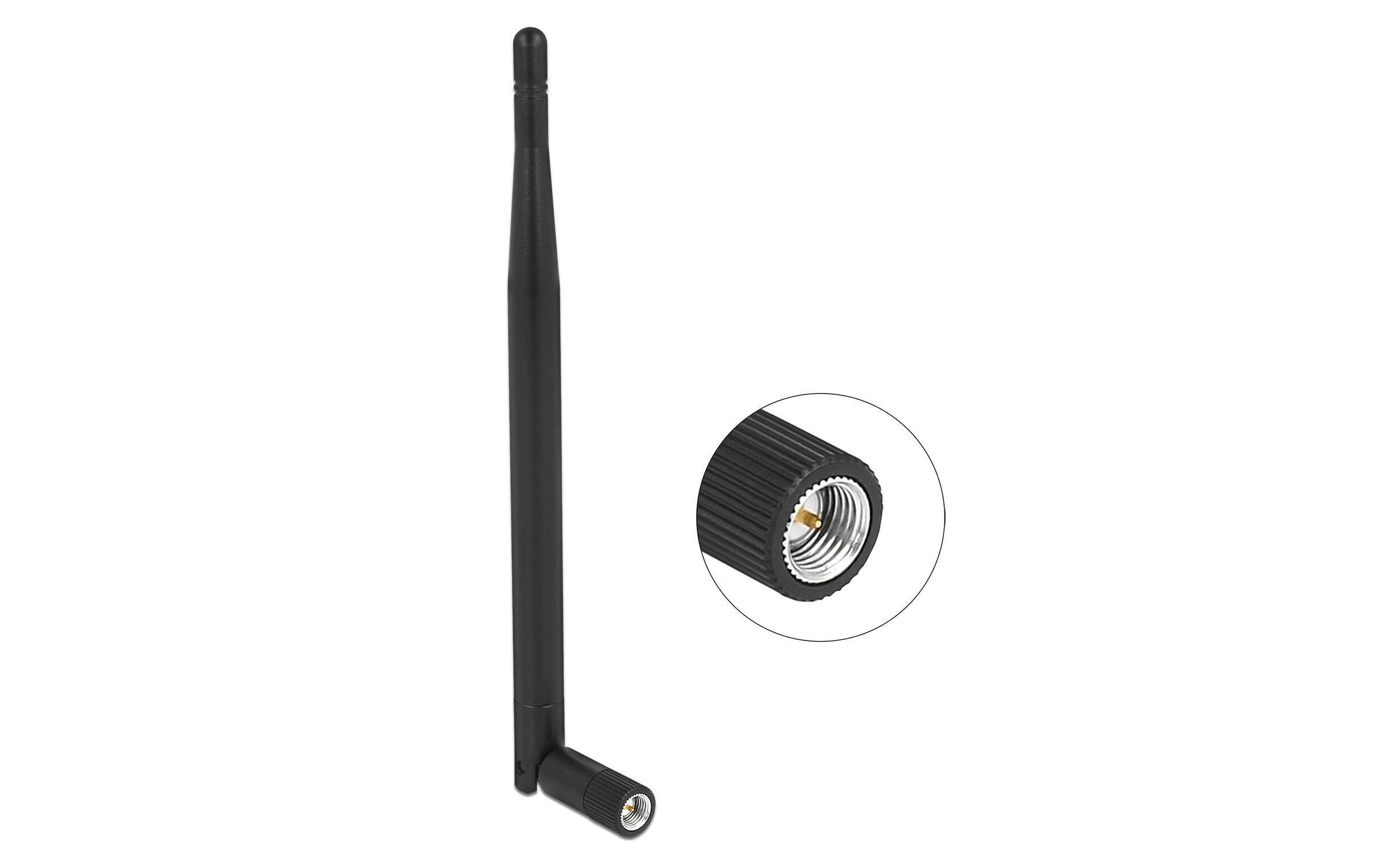 LTE/LoRA-Antenne 863 MHz - 928 MHz SMA 1.6 dBi RundstrahlDelock LPWAN 863 MHz - 928 MHz Antenne SMA Stecker 1.64 dBi omnidirektional mit Kippgelenk schwarz