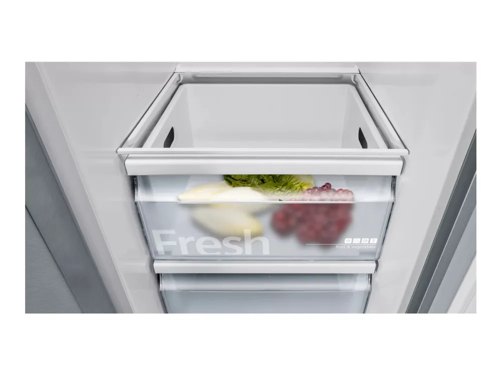 Siemens iQ500 KA93GAIEP - Køleskab/fryser - side ved side med vanddispenser, isdispenser - bredde: 90.8 cm - dybde: 76.2 cm - højde: 178.7 cm - 560 liter - Klasse E - rustfrit stål