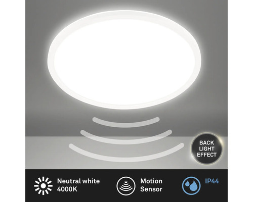 LED Sensor Plafondlamp IP44 22W 3000 lm 4000 K HxØ 3x42 cm Slank Wit + Achtergrondverlichting