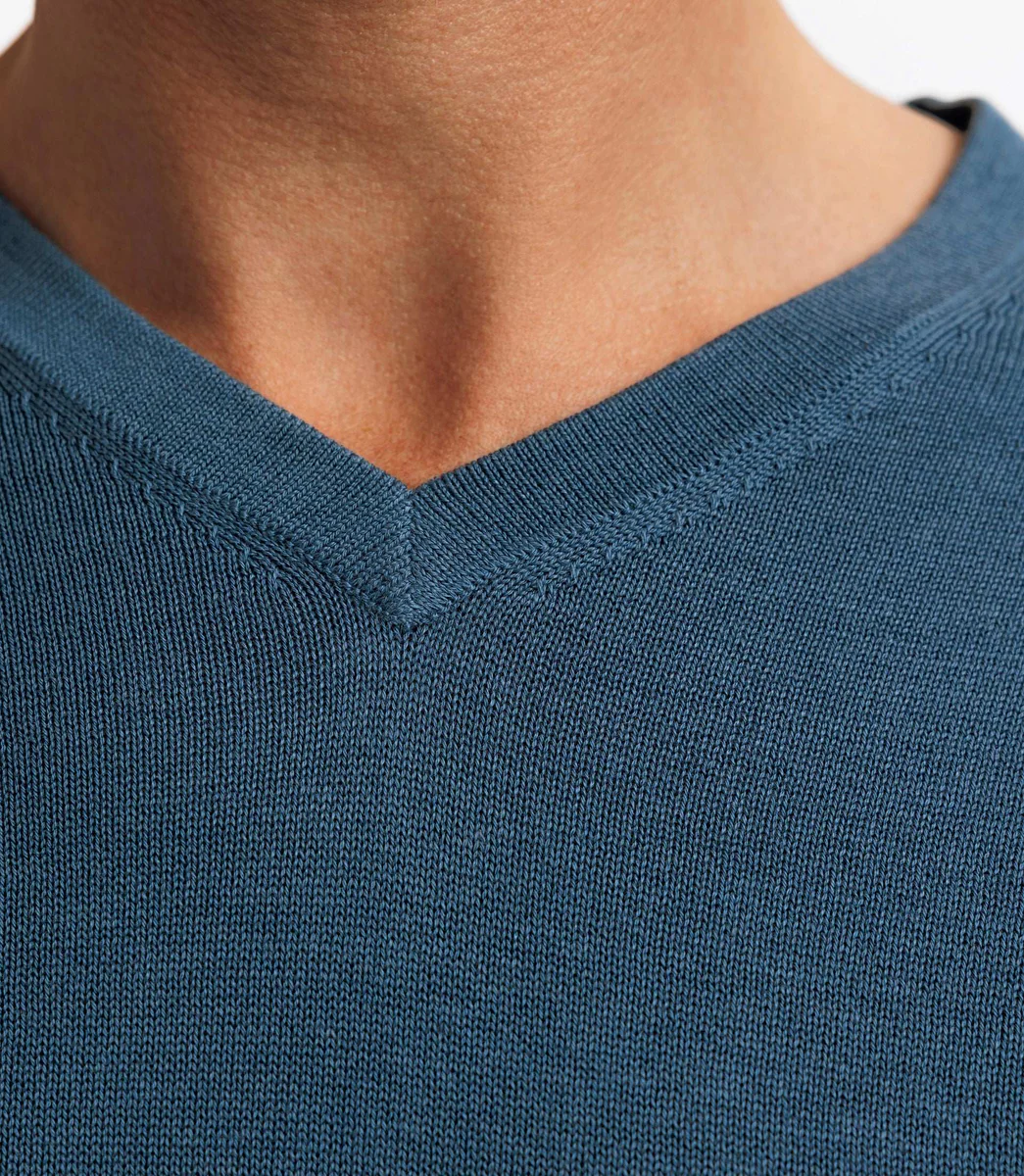 Pull col V indigo
