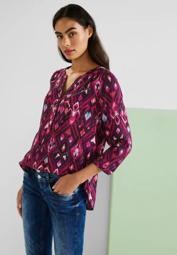 Ikat Bluse mit 3/4 Ärmel - tamed berry