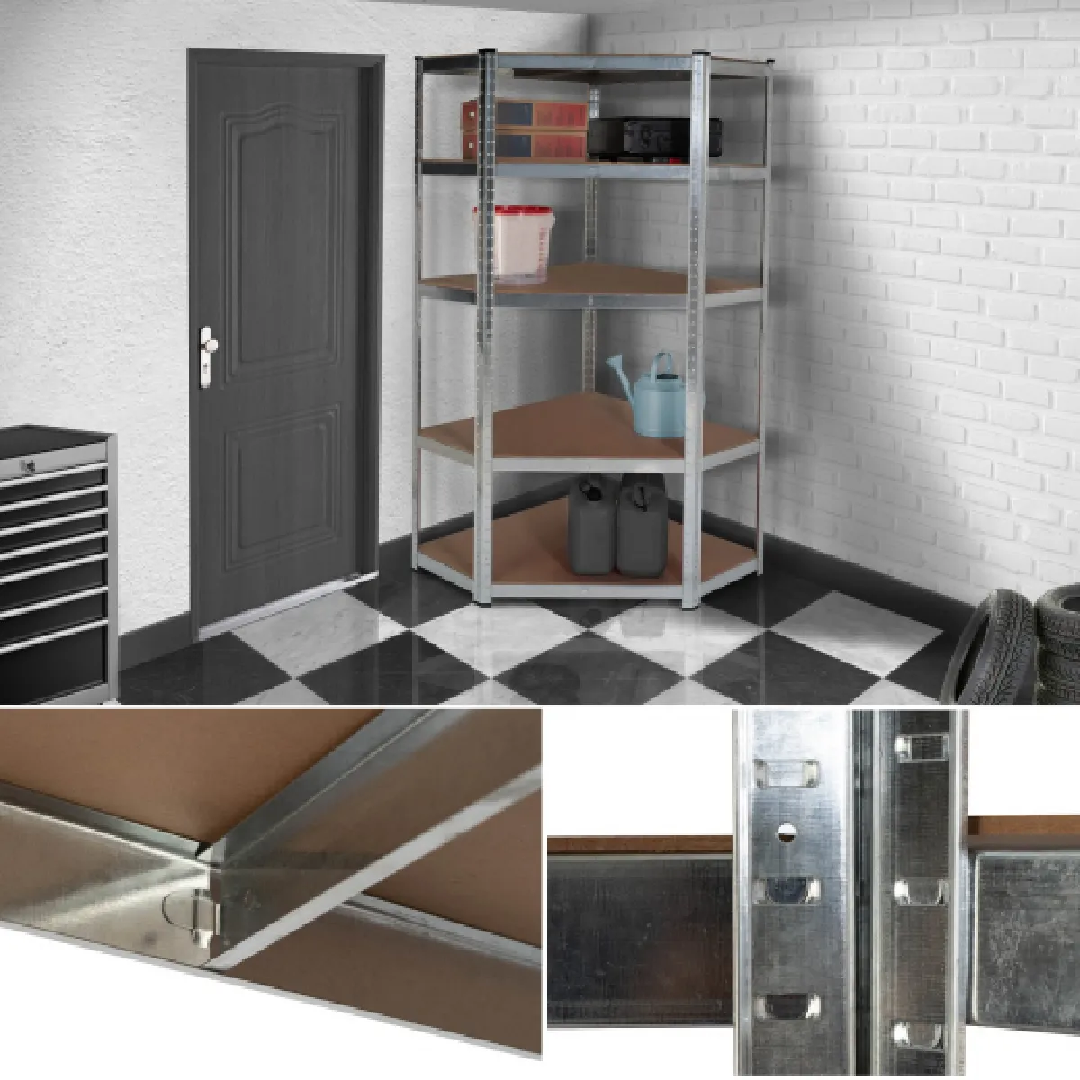 Idmarket market Etagère Angle Métal 5 Plateaux