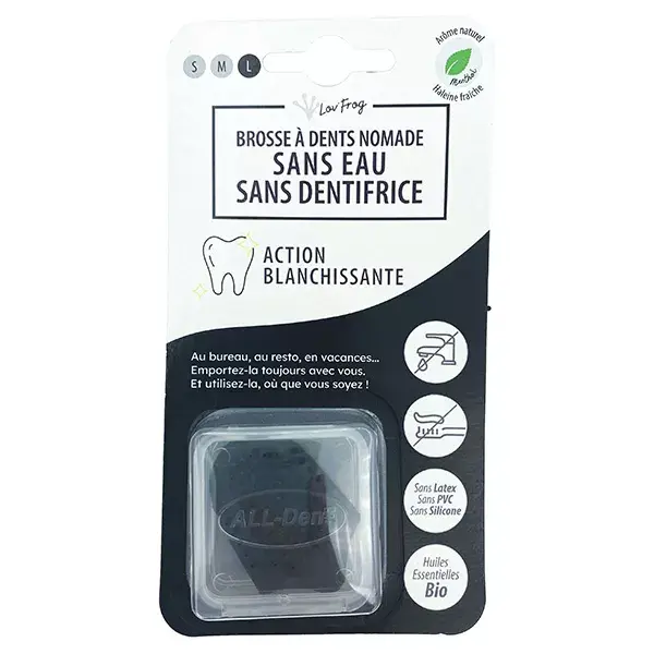 Escova de dentes portátil clareadora Lov'FROG de bambu e mentol, tamanho G