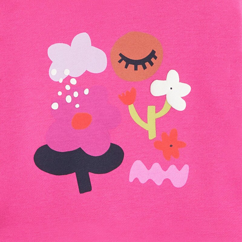 Sweat fille rose à motifs en coton recyclé Catimini Rose