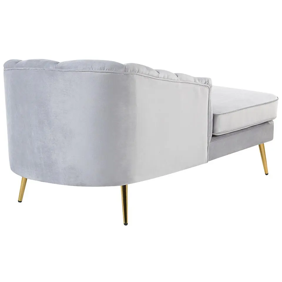 ALLIER - Chaise longue - Grijs - Rechterzijde - Fluweel