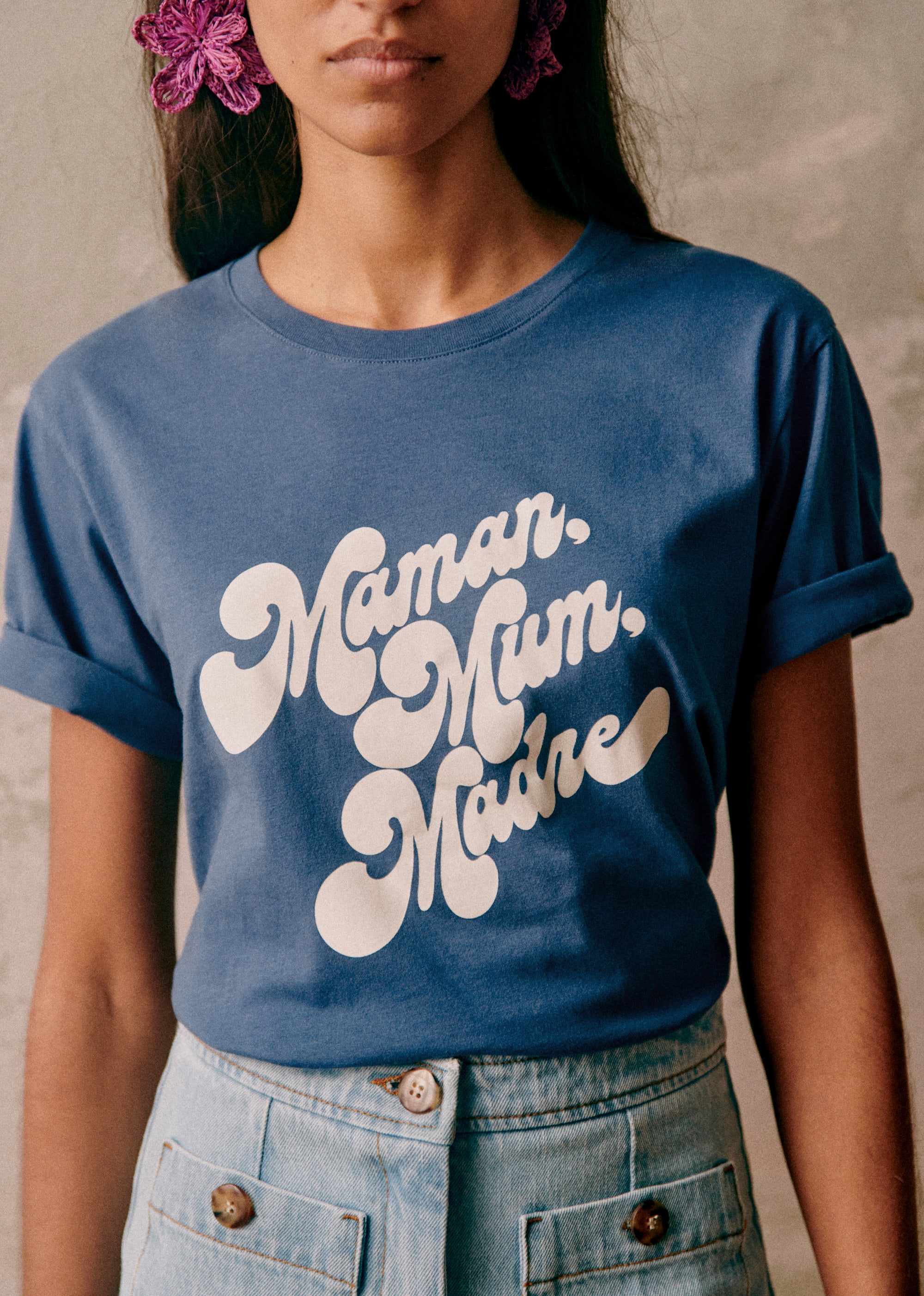 T-Shirt Maman Mum Madre - Bleu / Ecru - E-SHOP/T-SHIRTS 5905334