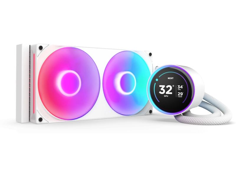 NZXT Wasserkühlung Kraken Elite 280 RGB Weiss Wasserkühler für Intel und AMD Prozessorsockel mit LCD-Display und leuchtenden, leisen RGB-Lüftern