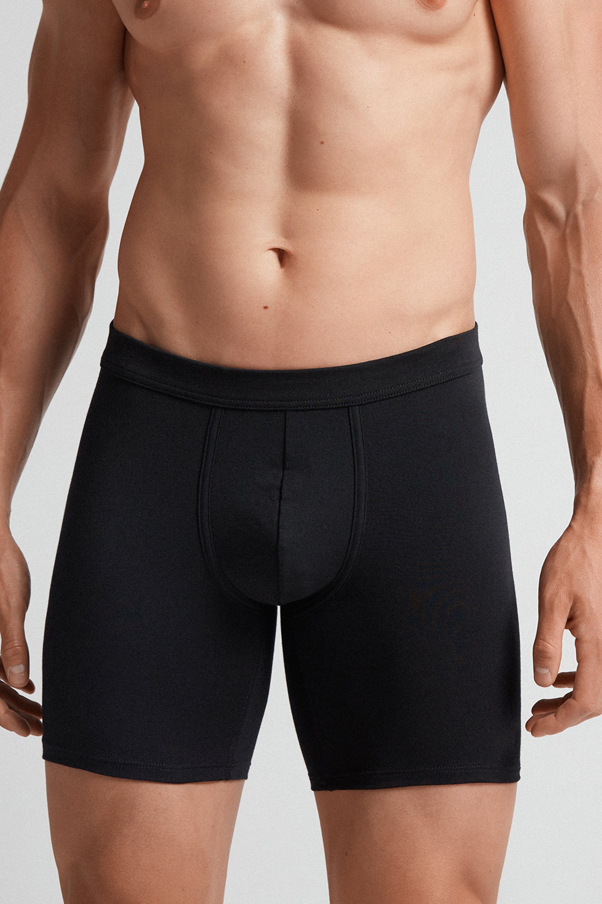 Calções boxer compridos em algodão elástico Supima®