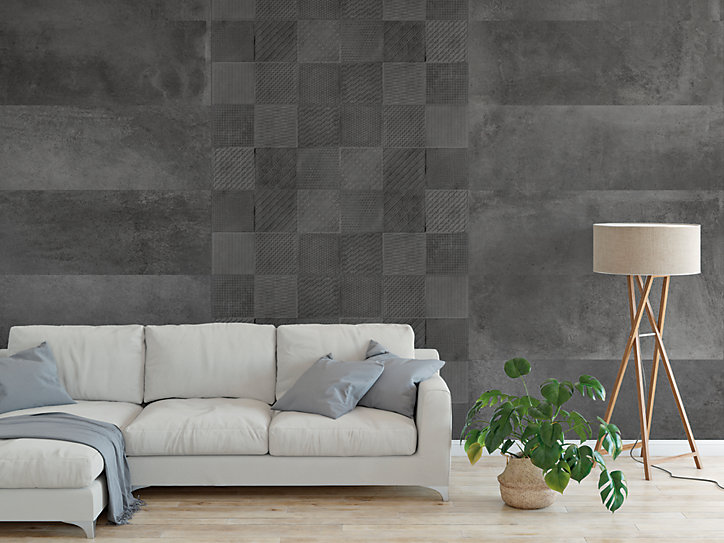 Carrelage mural anthracite 30 x 90 cm Pavlos